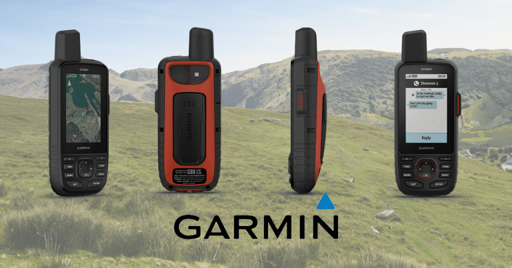 Various angles of the Garmin GPS 671 on mountain background