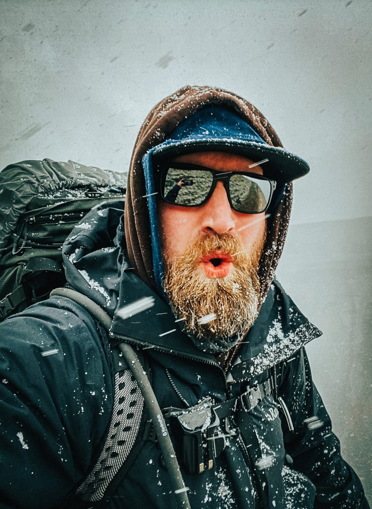 Snow Covered Hiker