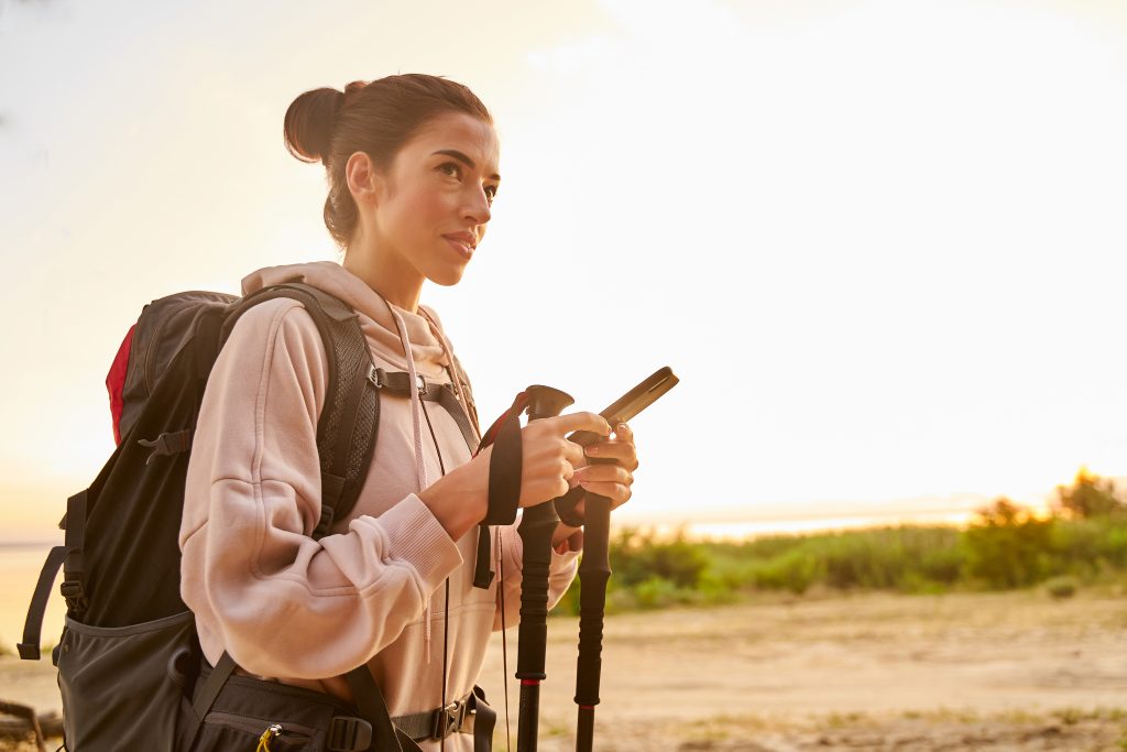 Hiker using Smart Phone GPS for Garmin GPS 67i